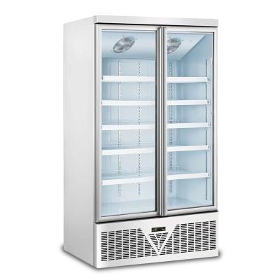 China Refrigerated Beverage Glass Upright Freezer Single-Temperature French Door Display Freezer for Pepsi Beverage Fridge for sale