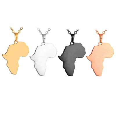 China 2022 Personality Hip Hop Letter Stainless Steel Africa Neo-Gothic Pendant Map Shaped Necklace for sale