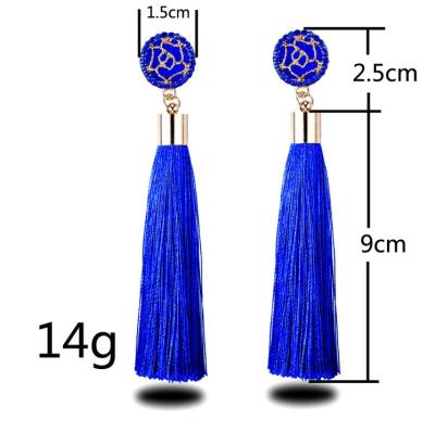 China BOHEMIA 2020 New Jewelry Fashion Colorful Long Drop Tassel Earrings For Women for sale