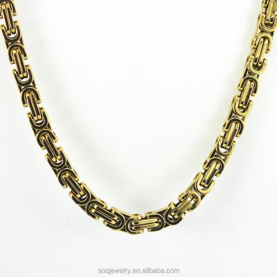 China CLASSIC Hot Sales Mens Gold Plated 8MM Byzantine Necklace 24 Inch Fashion Jewelry Yiwu for sale