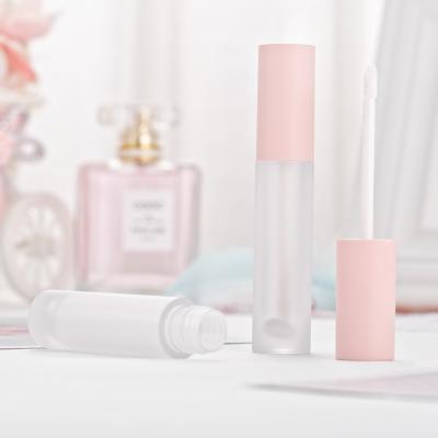 China Personal Care Empty Rose Color Lip Gloss Bottles 5ml Frosted Empty Lip Gloss Tube Container With Brush for sale