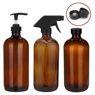 China Brown Soap Dispenser 250ml 500ml Cosmetic Glass Bottle For Shampoo Shower Gel Hair Conditioner Press Pump Bottle for sale