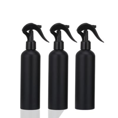 China Household Products 250ml Matte Black Plastic Pet Trigger Spray Bottle With Black Cap For Hair Dispenser for sale