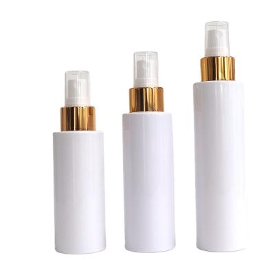 China 100ml PET Cosmetic Fine Mist Spray Bottle Plastic White For Hair Oil Air Freshener Cleaning for sale