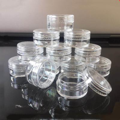 China 3g 5g 10g Cosmetic Clear Plastic Jar Clear Cosmetic Jar With Colors Lids For Eye Cream Skin Cream Loose Powder for sale