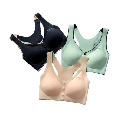 China Front Button Seamless Quick Dry Women Running Jogging Gym Plus Size Fitness Tops QUICK DRY Elastic Yoga Underwear Push Up Sports Bra for sale