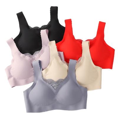 China High Quality QUICK DRY Seamless High Quality Seamless Traceless Removeable Protection Double Layered Shockproof Lift Up Bra Sports Bra Wireless Latex Bra for sale