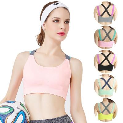 China 2021 Cross Back Tank Tops Gym Chest Protector Fitness Bra Runner Vest Women Sports Breathable Yoga Top Bras Lift Up Shockproof Bra High Impact for sale