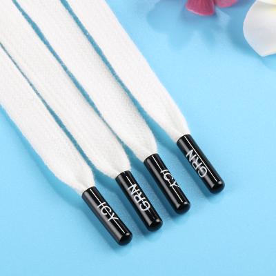 China Custom Logo Flat Rope Flat Rope With Plastic Tips For Shoes Accept Logo/Color/Length Custom for sale