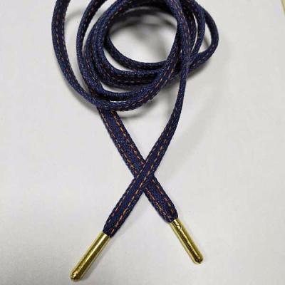 China Fashion Flat Denim Laces Custom Shoe Lace With Metal Stud for sale