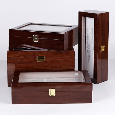 China Classic Elegant Vintage Lacquer Watch Box Luxury High Quality Glossy Gift Storage Box Logo Wood Luxury Watch Private Packaging for sale