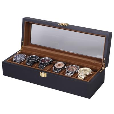 China Wholesale 20 Slots 12 Slots 10 Slots Vintage Watch Storage Box Collectors Case Classic Elegant Luxury Orologi Black Leather Custodia Watch Storage Box With Pillow for sale