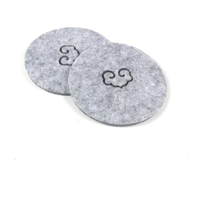 China Viable 4 In 1 Light Gray Felt Round Cup Mat Laser Cut Cloud Coaster Set Wholesale for sale