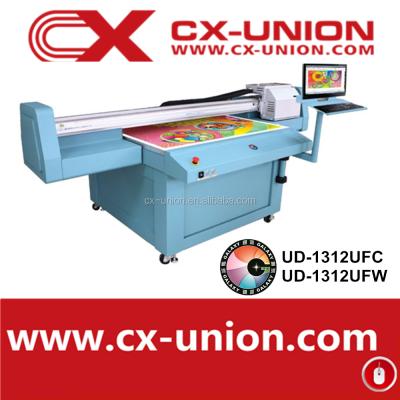 China Bill Printer 1.3m large format galaxy uv flatbed printer UD-1312UFC with dx5 head printing glass machine for sale