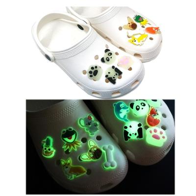 China Waterproof Free Shipping Cartoon Glow Charm PVC Shoe Luminous Decoration With Panda for sale