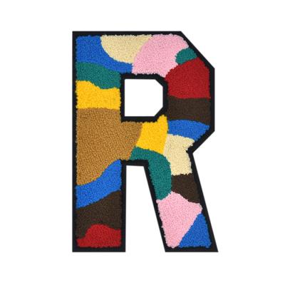 China 3D Hotsale Camouflage Varsity Chenille Letters Patches Varsity School Team Logo Chenille Pathces Bulk Manufacturer for sale