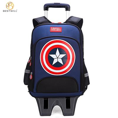 China BESTWILL Wonder Kids Waterproof School Trolley Bag Set With 6 Wheels Back To School Bag School Trolley for sale