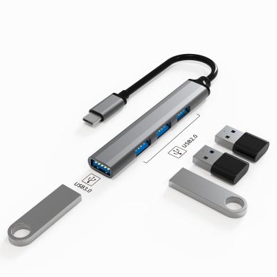 China Usb c hub 4 in 1 type C to USB*3 USB3.0 ABS alloy BASIX hot sale usb hub aluminum 8.9*1.7*0.9cm laptop for sale