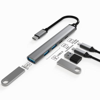 China usb c hub 5 in 1 type c to data USB2.0*2 USB3.0 ABS alloy BASIX hot sale usb hub aluminum 23.8*6.4*1.8cm laptop from PD60W USB-C for sale