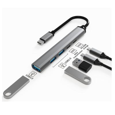 China USB Type C Hub 5 in 1 Type C to USB BASIX Gray Factory USB2.0 PD60W USB C data*2 USB3.0 Private Model Hub 3.0 23.8*6.4*1.8cm for sale