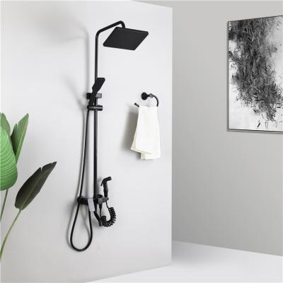 China With Switch Nordic Style Hand Shower Head Bathroom Black Wall Mounted Shower Faucet for sale