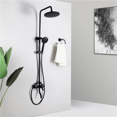 China With Shower Head Nordic Black Bathroom Hotel Diverter Style Wall Mounted Brass Thermostatic Mixer for sale