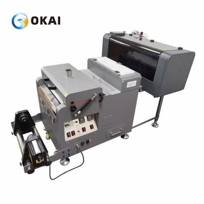 China OKA It-shirt printer double head dtf printer machine heat transfer pet film xp600 dtf printer 30cm with shaking powder machine for sale