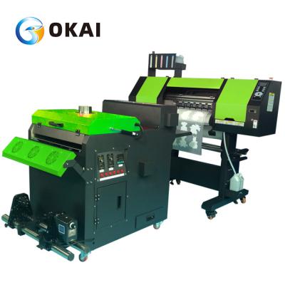 China OKAI DTF white ink printer heat transfer PET film t-shirt DTF printer I3200 t-shirt printing machine with powder shaking machine Te koop