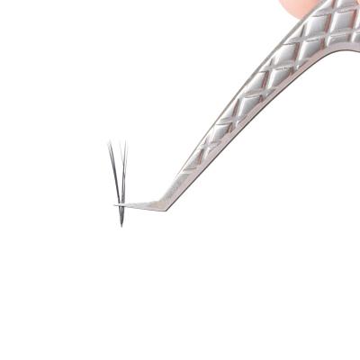 China Manufacturer Stainless Steel Eyelash Extension Tweezers L Shape Anti-Slip Silver Tweezers for sale