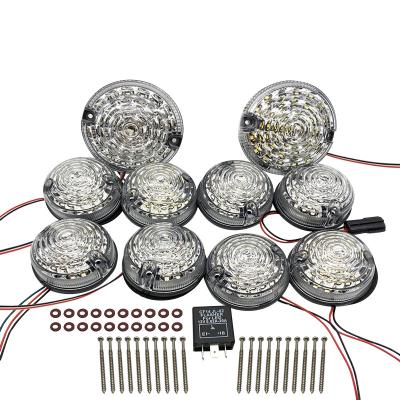 China For Defender 90-16 90/110 83-90 1990-2016 Complete Led Kit For Land Rover Defender Front Rear Reverse Fog Side Clear Lens Lamp Rise Lights 10PCs/Kit for sale