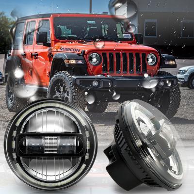 China Diecast Aluminum Housing 7inch LED Halo Headlight For Jeep Wrangler TJ JK LJ CJ For Land Rover Defender For Nissan Patrol Y60 Hummer H1&H2 Lada 4X4 for sale