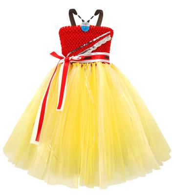 China Spaghetti Strap Princess Moana Tutu Dress For Girls Birthday Party Dress Kids Lace Up Tulle Flower Girl Dress Kids Halloween Cosplay Costume for sale