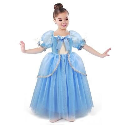 China Short Sleeve Cinderella Princess Girls Dress for Girls Christmas Dress Up Elegant Costume Party New Year Halloween Dresses for sale