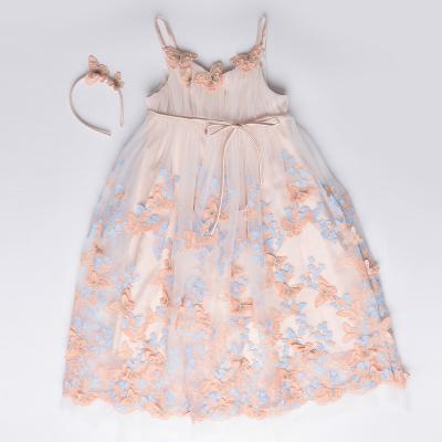 China Spaghetti Tie Bridesmaids Dress Floral Princess Dresses Party Clothes Toddler Baby Girls Butterfly Tulle Dress for sale