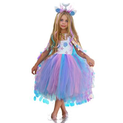 China Spaghetti Tie The Little Mermaid Ariel Princess Dress Cosplay Girls Costumes For Kids Baby Mermaid Dress Up Sets Kids Halloween Clothing for sale