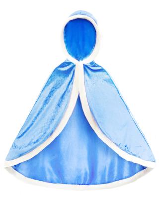 China Elsa Cloak Girls Plus Velvet Floor Length Girls Elsa Cloak Girls Plus Velvet Cloak Cape Girl Cartoon Shawl Hooded Clothing Princess Blue Clothes Kids for sale