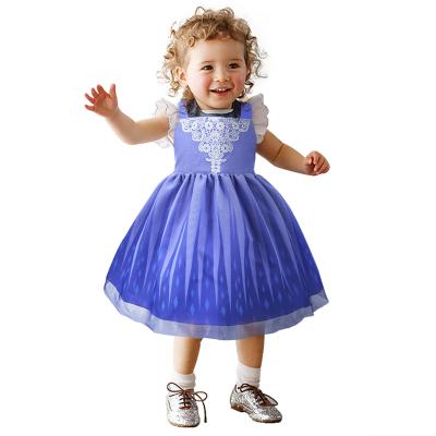 China Autumn Baby Girls Floral Dresses Anti-Static Lace Up Long Apron Dress Kids Clothes Toddler Kids Princess Dresses for sale