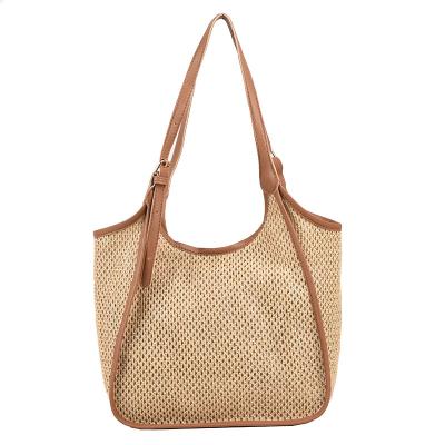 China Wholesale 2022 Vellum Paper Straw Handbag For Women Manufacturers Large Capacity Fashion Summer Beach New Design Vacation Travel for sale