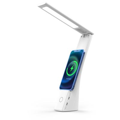 China Modern Desk 15w 4 in 1 Foldable Led Table Desk Lamp with Fast Qi Wireless Charger for sale