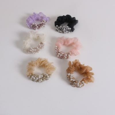 China Wholesale Senator New Korean Soft Beaded Series Hair Pearl Beaded Series Simple Crystal Large Intestine Hair Ties Hair Ties Korean Sweet Crystal Head Rope for sale