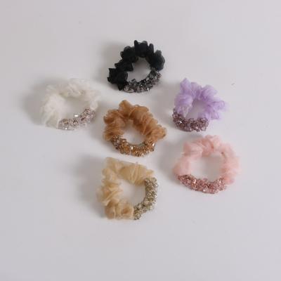 China New 6cm Korean Style Simple Korean Style Elastic Rope Elastic Band Crystal Elastic Hair Band Organza Large Intestine Ring Square Cute Wholesale for sale