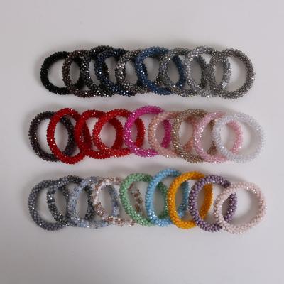 China 2022 new temperament hair accessories korean simple crystal head rope girl's wholesale crystal hair ring for sale