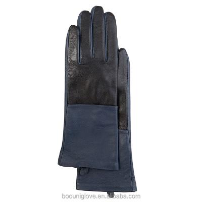 China Longest Length Cashmere Lining Skeleton Gloves and Artist Wrist Custom Color Fashion and Autumn and Winter Leather Gloves and Mittens for sale