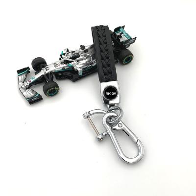 China Metal Key Chain Leather Car Styling Car Accessories Leather Belt Chrome Car Key Chain Key Chain With LOGO for sale