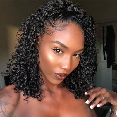 China New Fake Scalp 13x6 Curly Lace Wig Brazilian Short Curly Black Color Virgin Human Hair Bob Lace Front Wig for sale