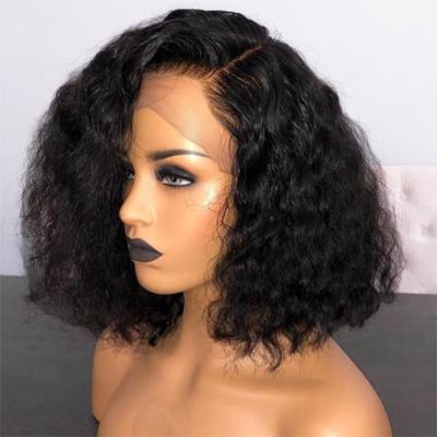 China Pre Plucked Curly Brazilian Virgin Hair Glueless Bob Kinky Full Lace Wigs Pre Plucked for sale