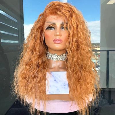 China Invisible HD Water Wave Lace Up European Virgin Ginger Color Water Wave Wholesale Cuticle Aligned Human Hair 360 Lace Wigs for sale