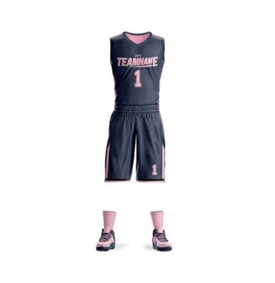 China Antibacterial basketball uniform black pink empty white and basketball uniform pink basketball uniform pink for sale