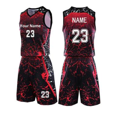 China Antibacterial basketball uniform design red basketball uniform sublimation with red and logo basketball red tank top stars whit design uniforms for sale