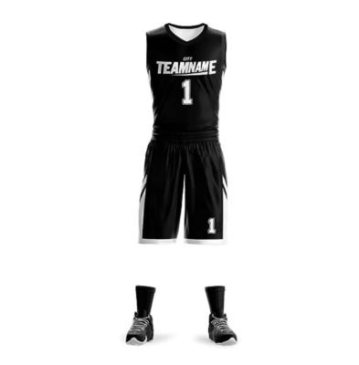 China Black Custom Made Wholesale Custom Antibacterial Basketball Tank Top Logo Basketball Uniforms Basketball Uniform for sale